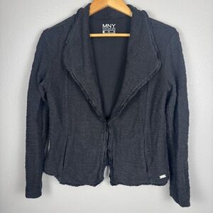 Marc New York Performance Womens Medium Black Open Cardigan Pockets Fringe Lined